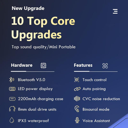 Bluetooth 5.0 Wireless Headphones LED Power Display TWS Earphones Touch Control with Charging Case