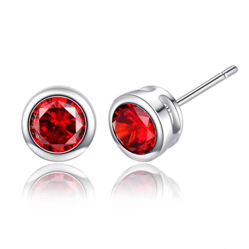 Cubic Zirconia Earrings Round Stud Earrings Multi-colored Zircon Earrings for Women Diamond Earrings