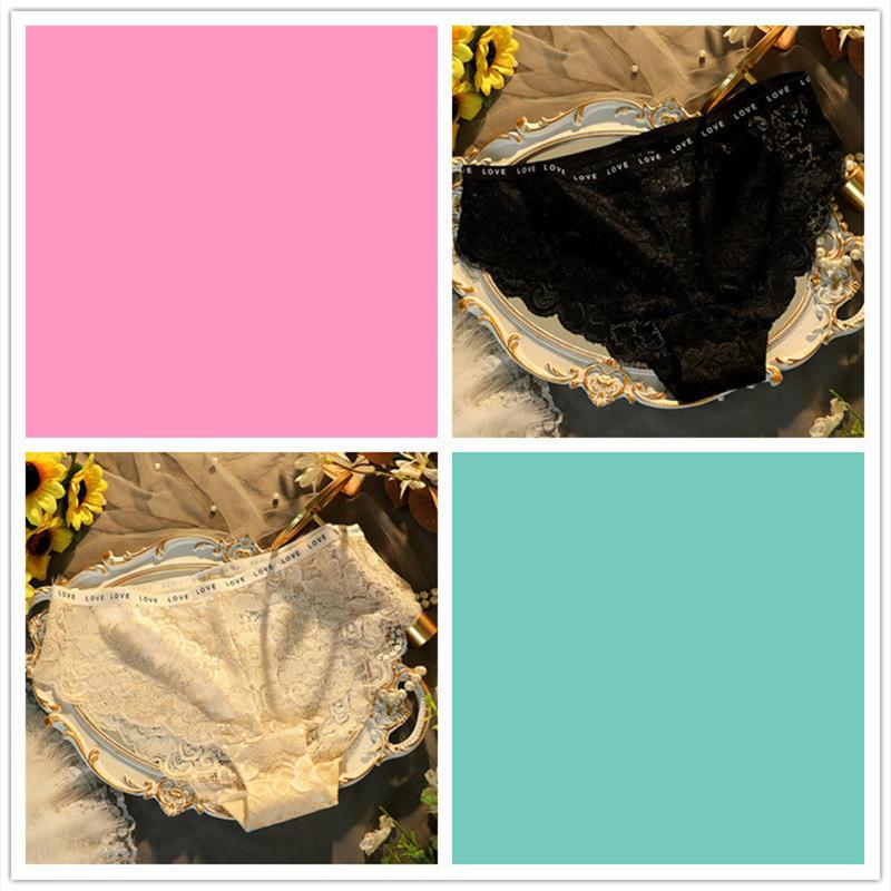 2pc Lace Women's Panties Pure Cotton Crotch Low Waist Sexy Lace Translucent High-end Ultra-thin Seamless Briefs