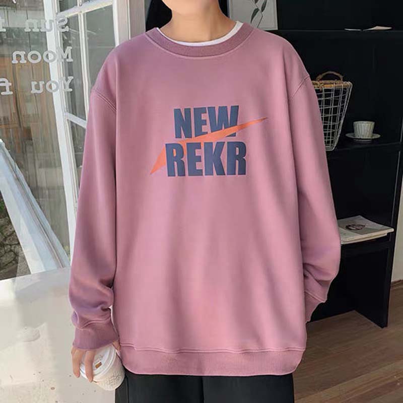Pure Cotton Men's Round Neck Sweater Loose Trend Spring and Autumn Plus Velvet Thick Coat Men