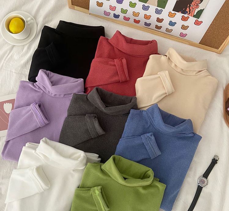 Double-sided Brushed Velvet Turtleneck Bottoming Shirt Women's Winter Thickened Sweater Slim Fit Stretch Knitted Sweater