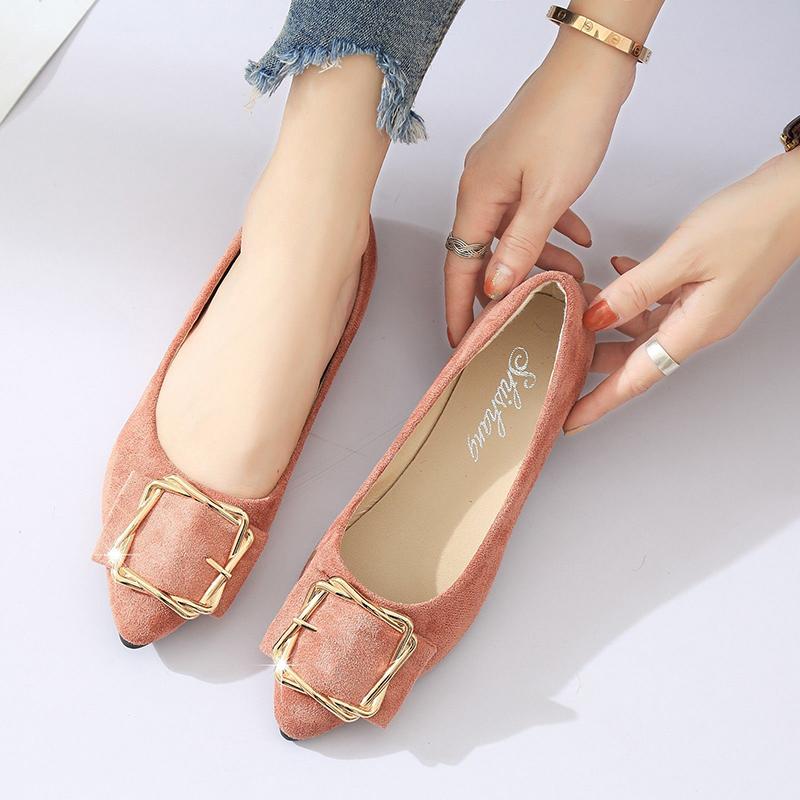 Ladies Pointed Flat Shoes Single Shoes Low-heeled Shallow Mouth All-match Lazy Shoes Light and Comfortable Leather Shoes for Work