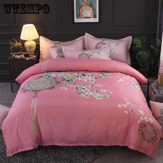 Home Textile Autumn Dark-color Flower Series Bed Linens 4pcs Bedding Sets Bed Set Duvet
