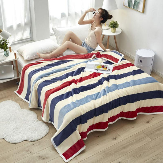 Thicken Plus Fleece Blanket In Winter To Keep Warm Blanket for Nap Small Quilt Cushion Bed Autumn and Winter Cover Quilt Office Leisure Cover Blanket