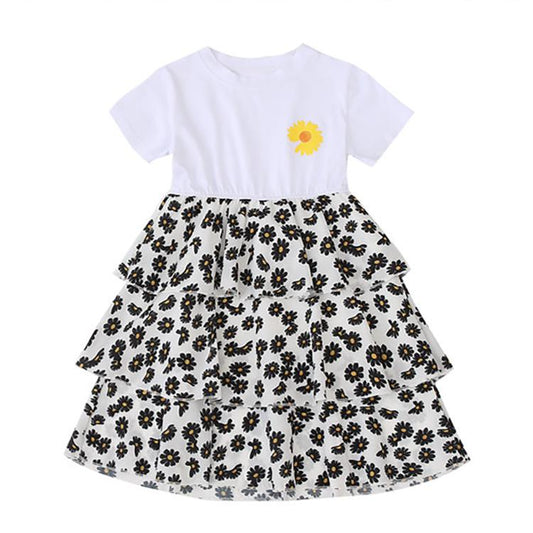 Children Dress Spring Summer O-neck Kids Clothing Baby Girls Clothing Printing Short Sleeve Dress Girl