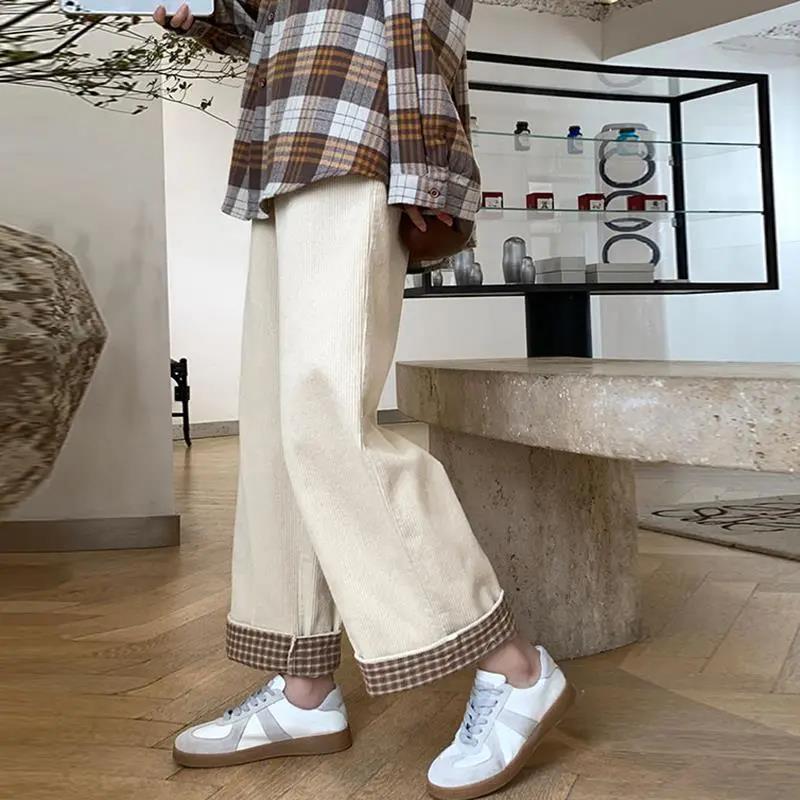 Corduroy Pants Women's Autumn and Winter New Korean Style Loose High Waist Wide-leg Pants Plus Velvet Thick Casual Trousers