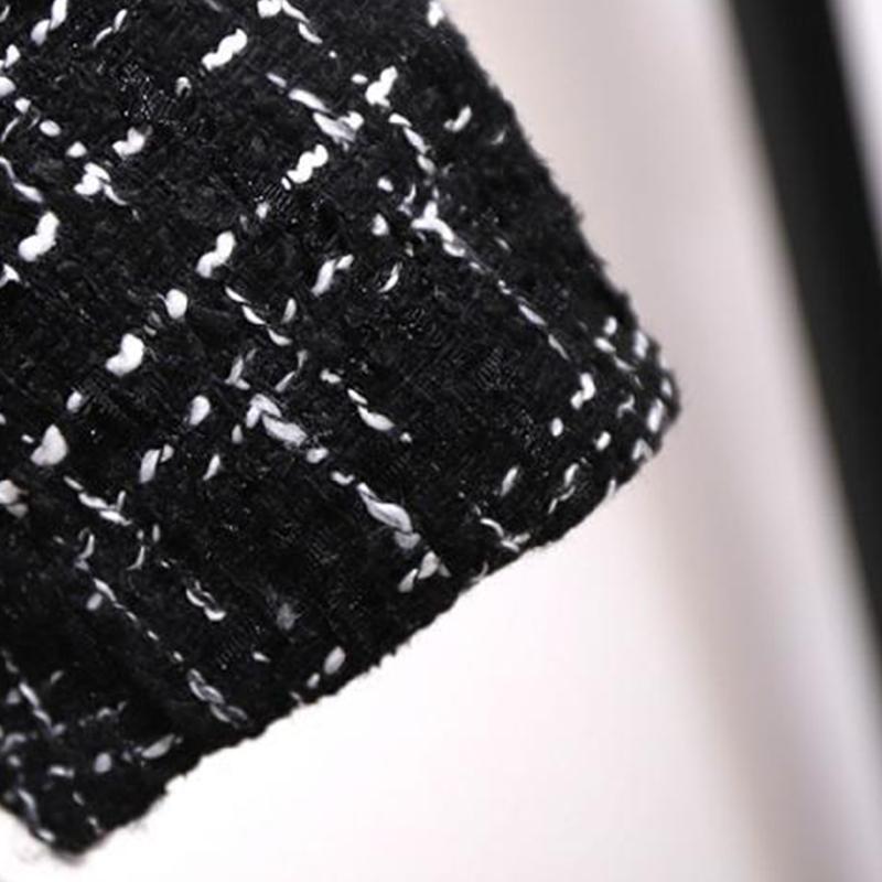 Plaid Jacket Women's Autumn and Winter Thickened Small Woolen Coat Mid-length Slim Fit