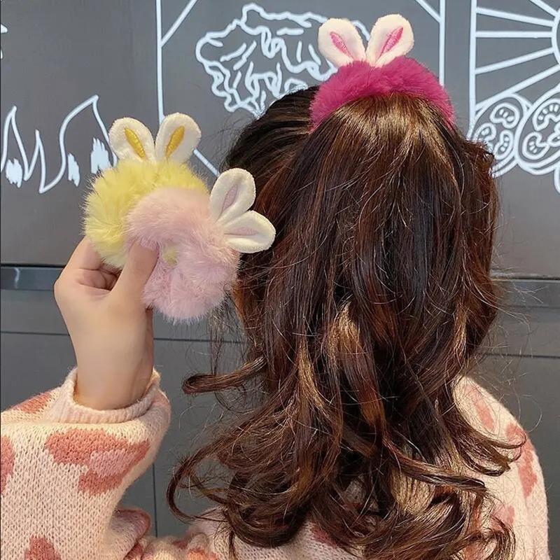3PCS Cute Hair Ball Hair Rope Imitation Rabbit Fur Hair Circle Cute Head Rope Rubber Band Adult Head Flower Girl Headdress Hair Accessory