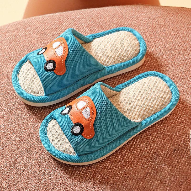 Children's Cartoon Men and Women Baby Spring and Summer Korean Version of Linen Indoor and Outdoor Home Sliding Children Sandals and Slippers