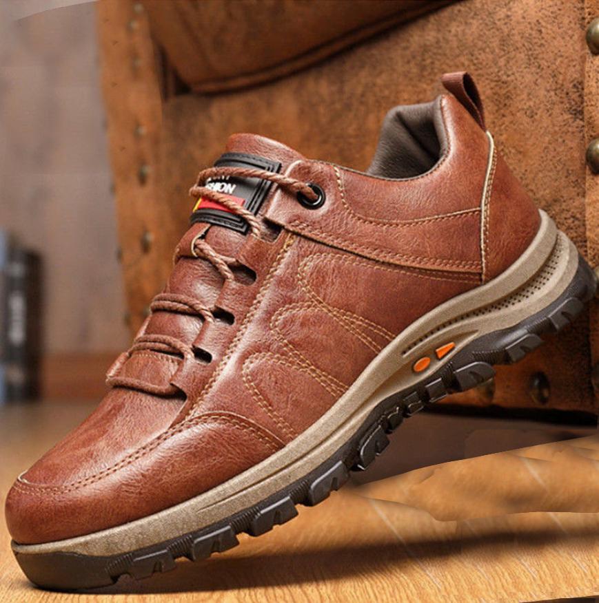 Outdoor Men's Leather Boots Wool Leather Thick Composite Sole Winter Shoes Men's Cowhide Designer Outdoor Men's Ankle Boots