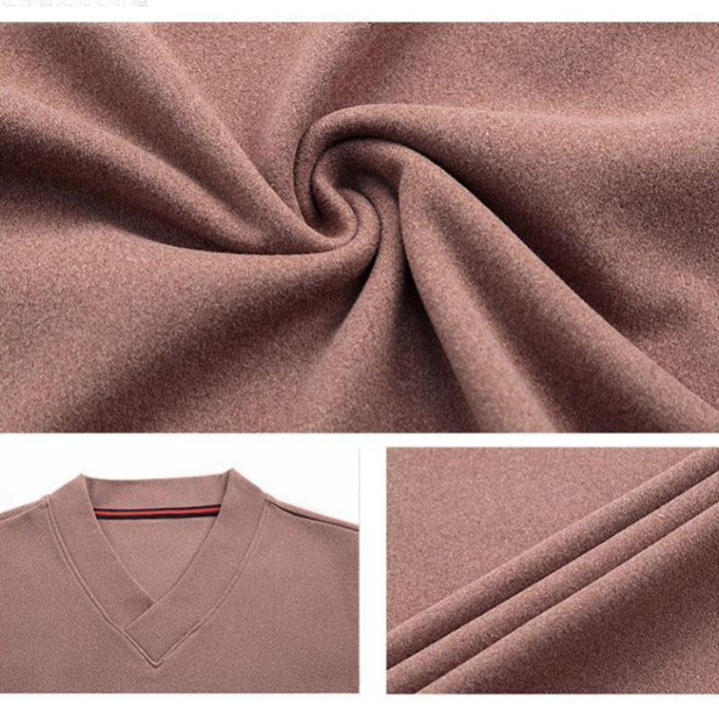 V-neck Long-sleeved Men's Sweater Autumn/winter Pure Color Casual Bottoming Shirt Warm Men's Clothing