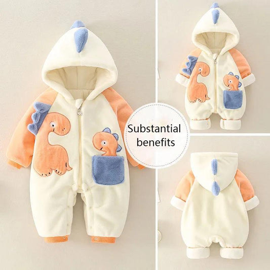 Net Red Baby Clothes Winter Clothes Men's and Women's Baby Full Moon Clothes Climbing Clothes Plush Warm Suit Newborn One-piece Clothes