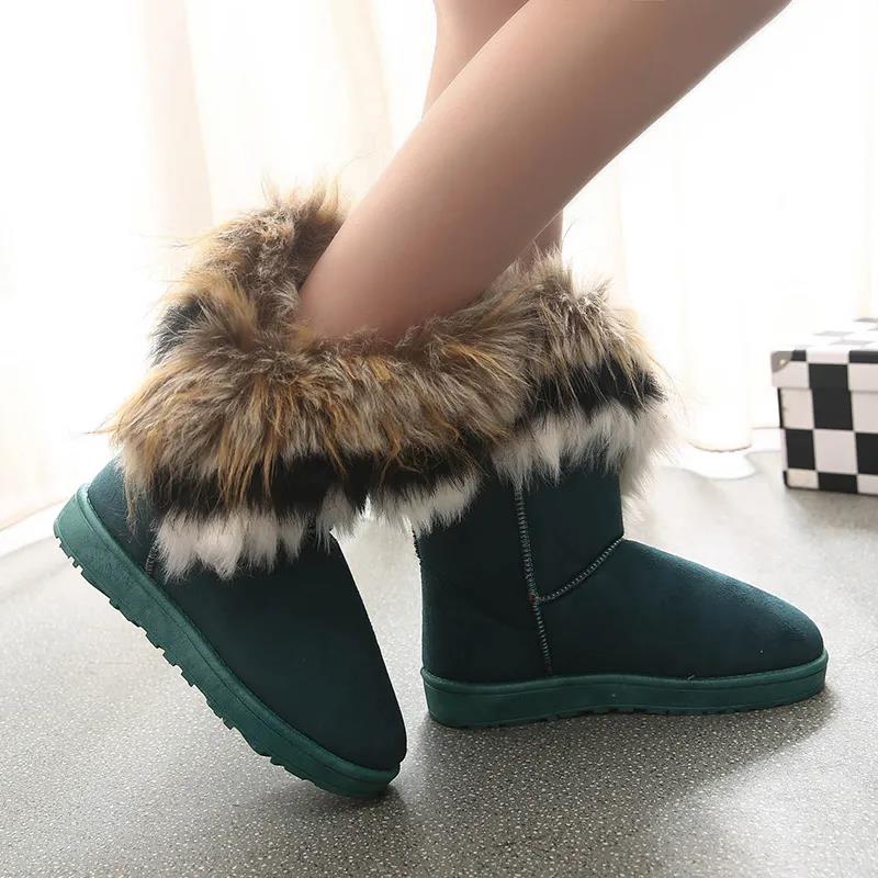 Cotton Shoes Women's Winter Plus Velvet Snow Boots Women's Long Tube Hairy Edge High Waist Thick Bread Shoes Tide