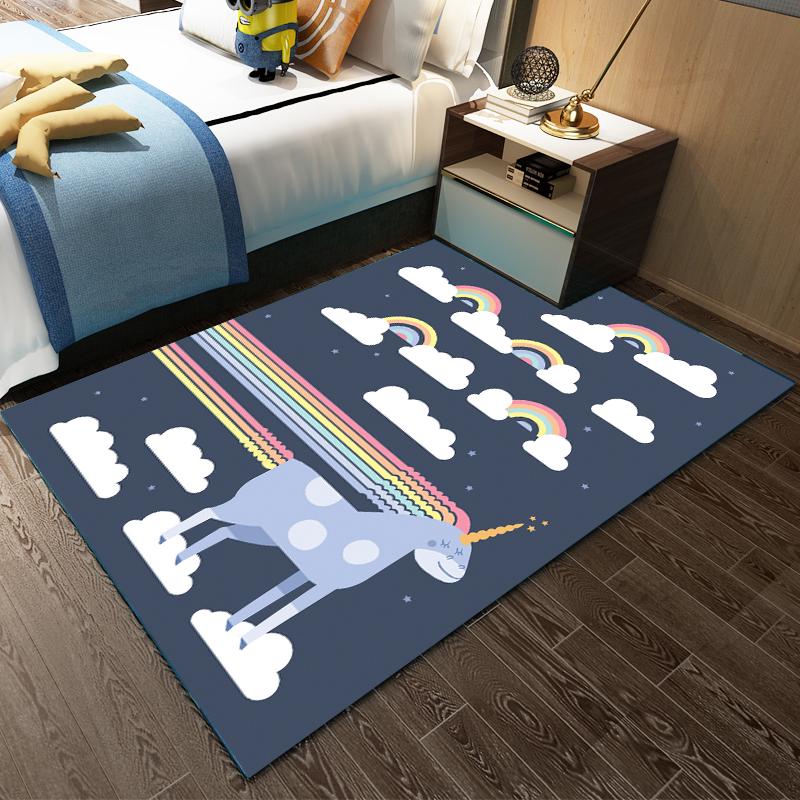 Cartoon Good Night Carpets Bedroom Kids Play Mat Soft Flannel Memory Foam Big Area Rugs Carpet