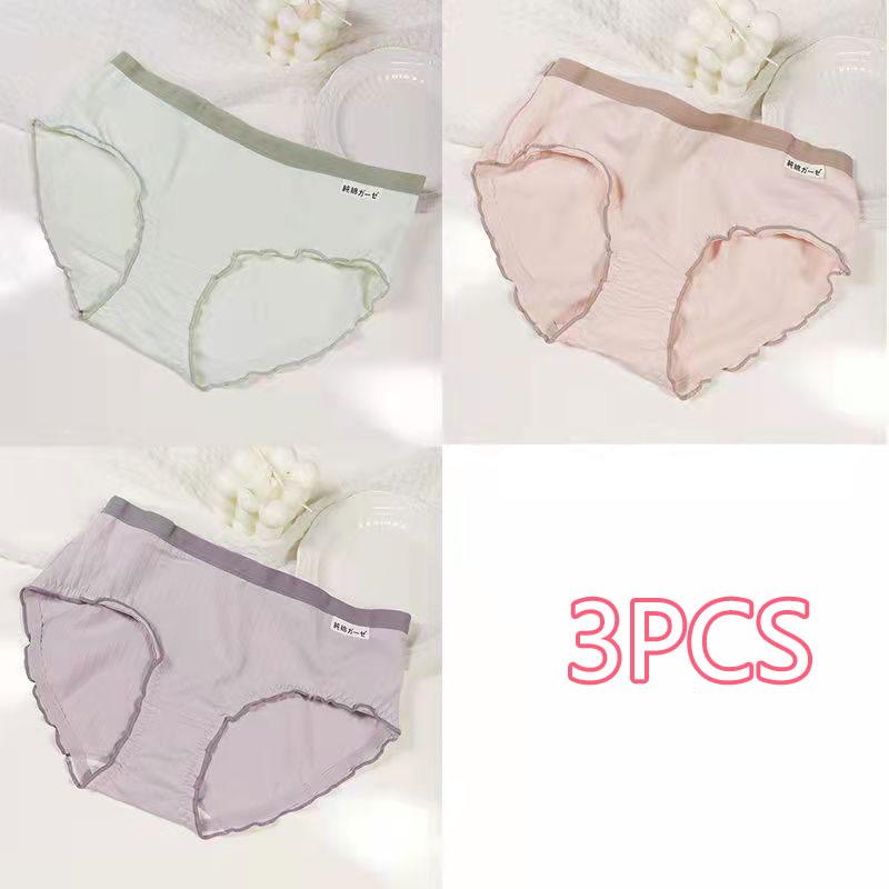 3PCS Cute Girls Underwear Girls Students Cotton Antibacterial Low Waist Panties Japanese Simple Briefs Girl Panty Models