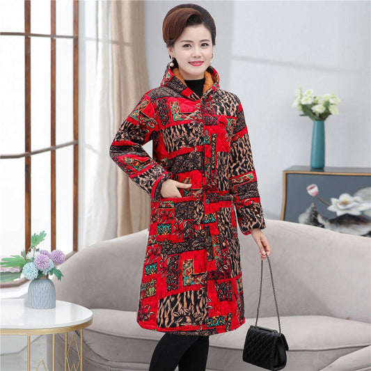 Women's Cotton-padded Coat Mid-length Plus Velvet Thickened Long Cotton-padded Coat Hooded Overcoat Loose Large Size Thick Cotton-padded Jacket