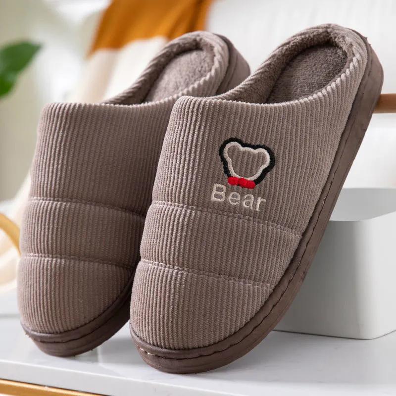 Slippers Women Winter Thick Warm Home Cotton Shoes Men Plus Size Sliders House Non Slip Fleece Winter Slippers