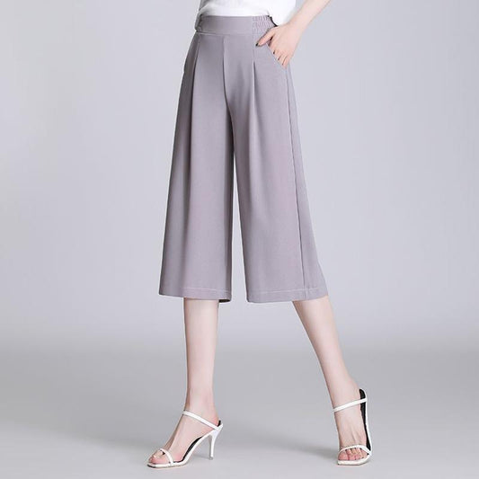 Summer Thin Cropped High-waisted Wide-leg Pants Loose and Thin Plus Size Casual Pants Women