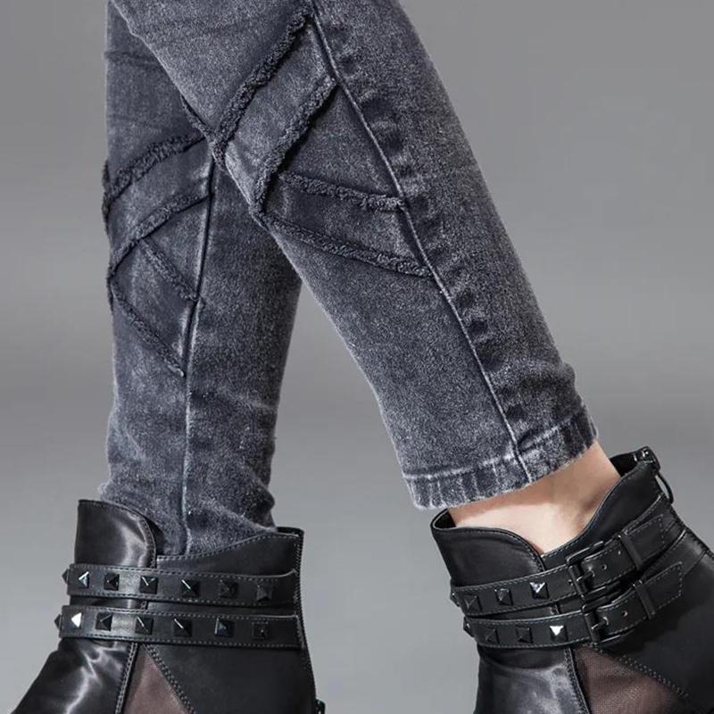 Spring and Autumn Plus Size Tight-fitting Elastic Pencil Pants with Small Feet and Thin High-waisted Elastic Denim Leggings