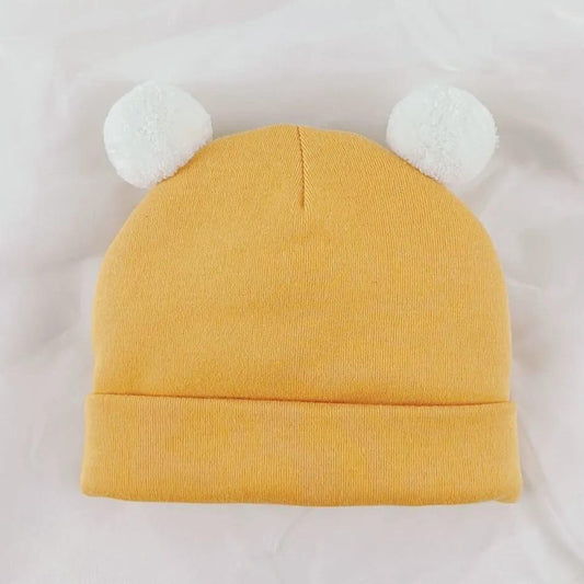 Cute Cotton Wool Ball Cap Baby Hat Spring Autumn Winter Newborn Baby Hat Soft Skin-friendly Berets Warm Solid Color Hat