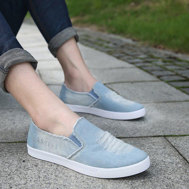 WTEMPOMen Casual Shoes Non -Leather Man Flats Platform Canvas Loafers Fashion Leisure Breathable Sof