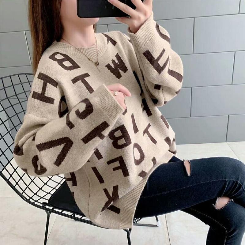 Women's Pullover Sweater Loose Bottoming Sweater Spring and Autumn Wear Outside Lazy Style All-match Knitted Top
