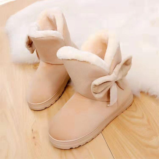 Bowknot Warm Women Flats Snow Boots Autumn Winter Fashion Shoes