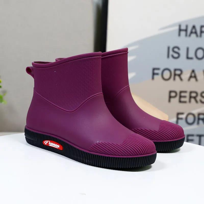 Women Rain Boots Shoes Low Top Non-Slip Daily All-Match Waterproof Casual Boots Outdoor Working Solid Color Water Shoes