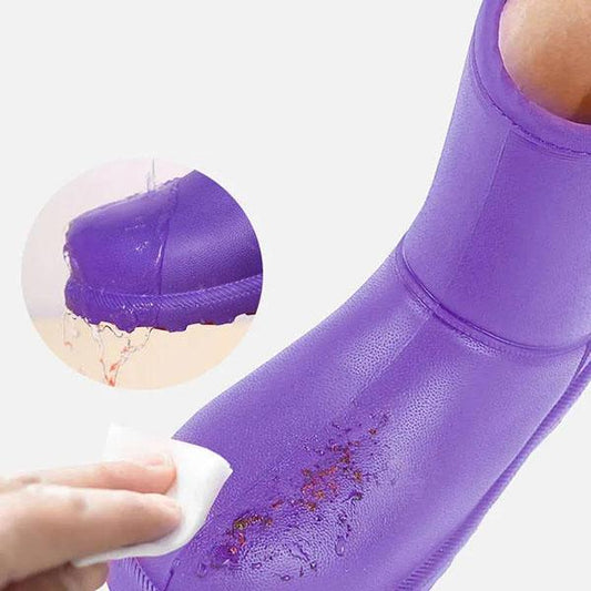 EVA Snow Boots Women's Plush Warm and Waterproof High Top Rain Boots Solid Color Anti-skid Flat Working Shoes