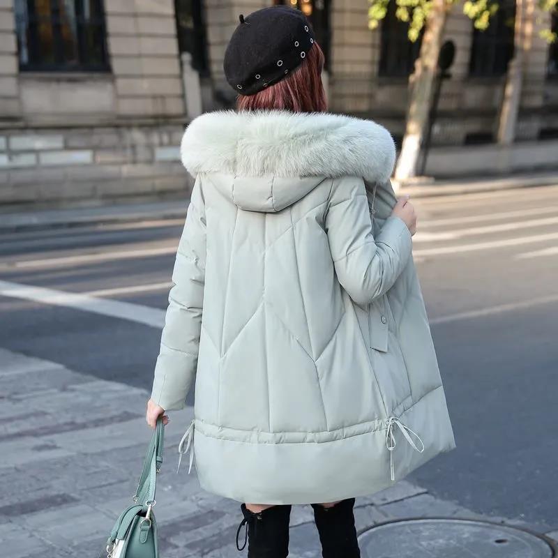 Large Fur Collar Padded Jacket Women's Mid-length Korean Style Loose Fashion Padded Jacket Explosive Style Padded Jacket Women