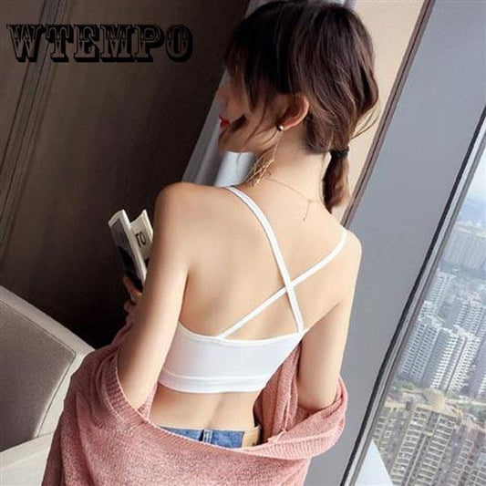 Fitness Bralette Crop Sexy 1pc Padded Tank Tops Women Underwear Black and White