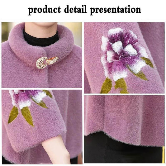 Middle-aged Mother Autumn and Winter Clothing Short Coat Western-style Mink Fleece Top Noble Cardigan