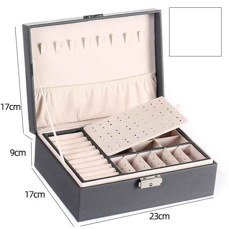 Jewelry Box Princess European Wooden Jewelry Box Earrings Simple Double-layer Storage Box