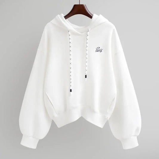 2021 Spring and Autumn Short Hooded Sweater Korean Style Loose Thin Long-sleeved Jacket Women