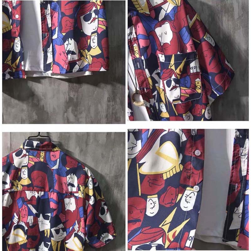 Men's Hawaiian Print 2021 Summer Short Sleeve Button Shirt Beach Casual Men's Top