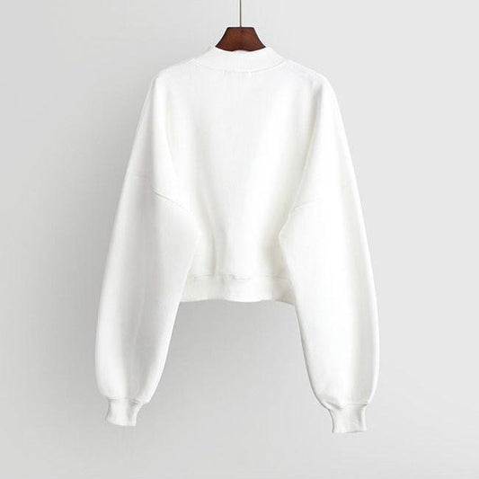 Harajuku Style Zipper Long-sleeve Jacket Women Loose Short Sweatshirt Letters Printed Jacket Coat Outerwear