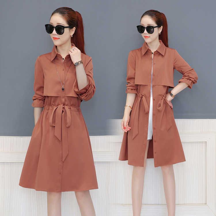 Autumn Women Trench Coat Loose Women Long Coat Khaki Casaco Feminino Harajuku Abrigo Trench Femme