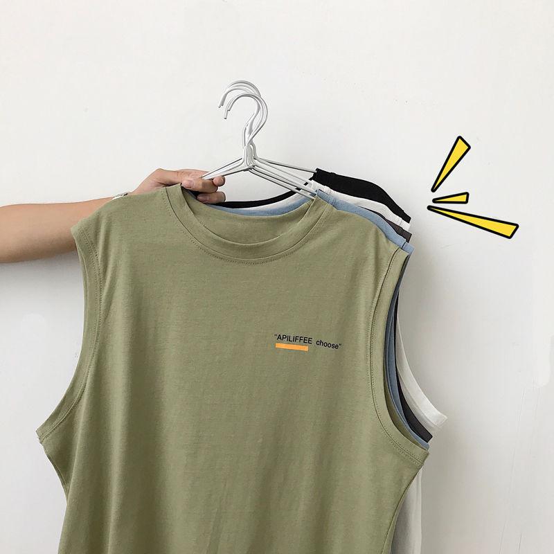 Summer Loose and Simple Sleeveless T-shirt Male Student Sports and Fitness Waistcoat Vest