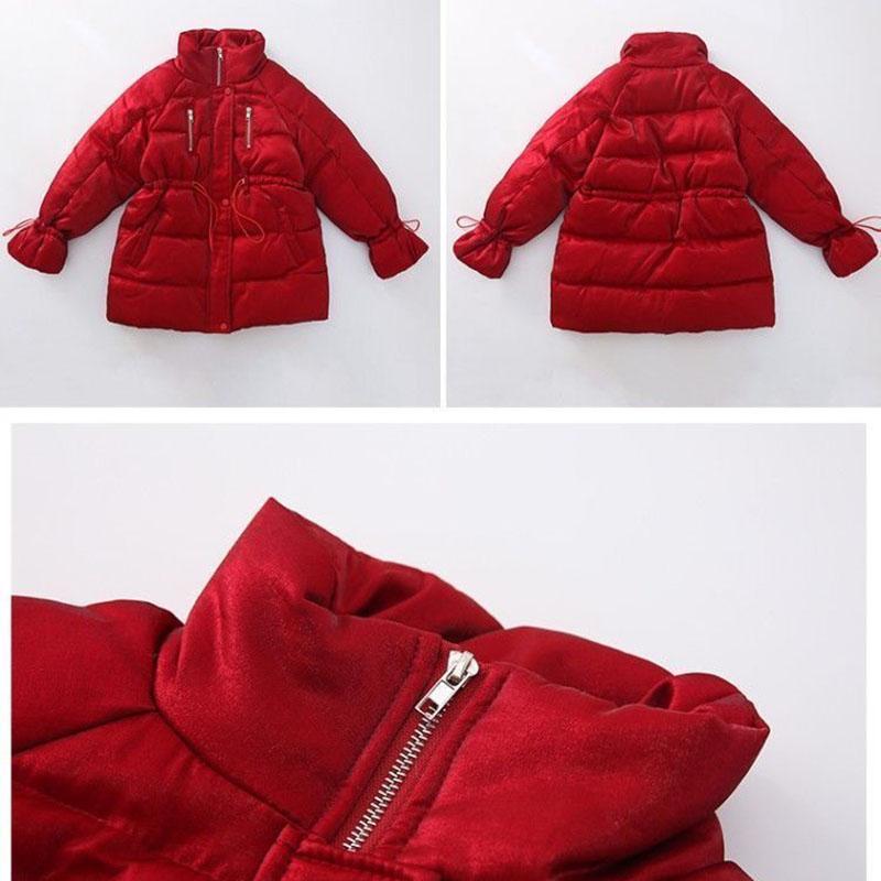 Girls' Warm Cotton Winter Clothes Windproof Down Padded Jacket Padded Jacket with Fleece