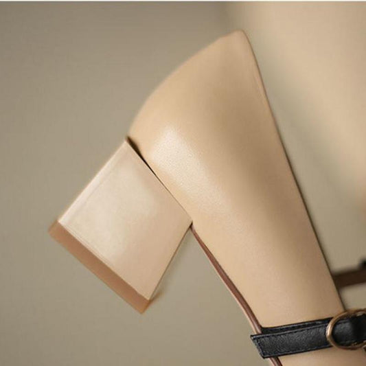 French Girl Single Shoes Small High Heels Thick Heels Retro Gentle Mid-heel All-match