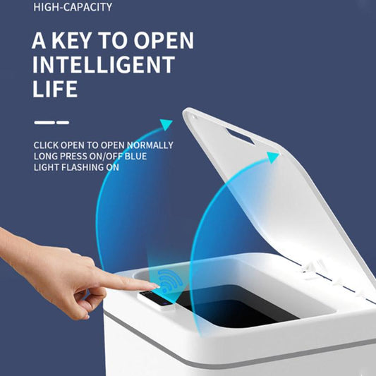 14 Liters Smart Sensor Trash Can Household with Lid Bathroom Kitchen Living Room Toilet Automatic Thickening Increase Trash Can