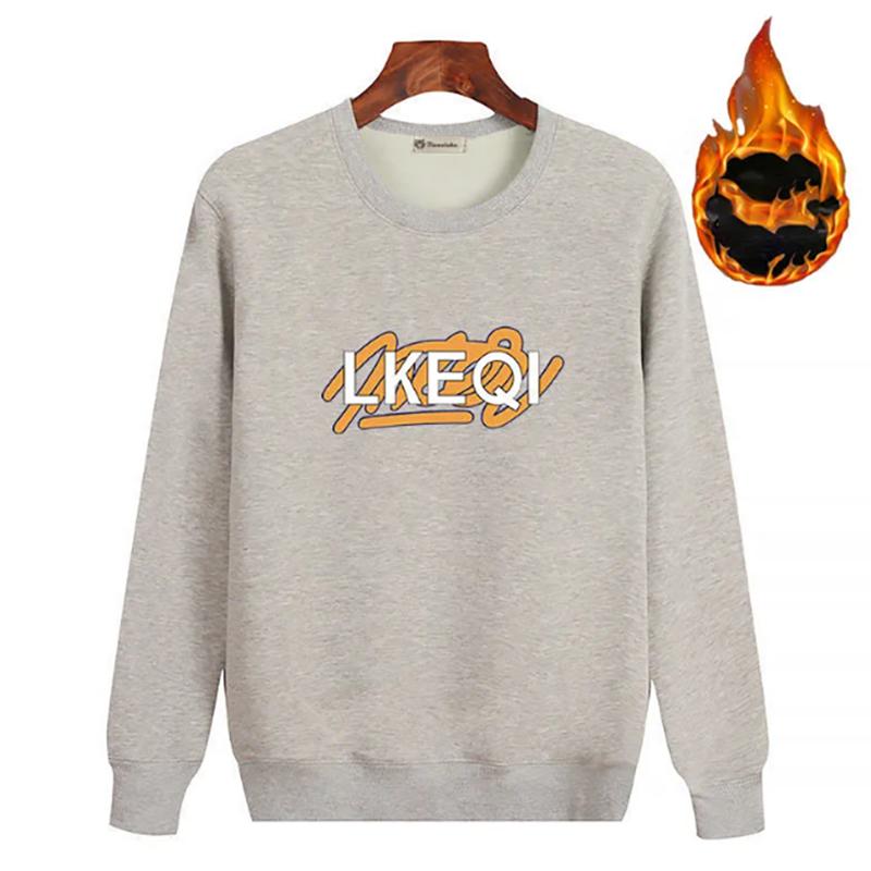 Men Plus Velvet Sweatshirts Thick Long-sleeved Loose O-Neck Pullover Plus Fertilizer Sweater Autumn