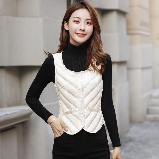 Women's Down Vest Short Lightweight Slim Waistcoat All-match Inner and Outer Wear Waistcoat To Keep Warm In Autumn and Winter Thick Vest