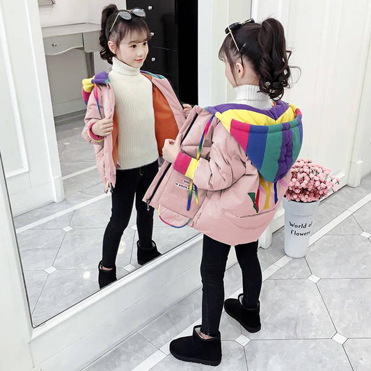 Children Winter Jacket for Girls Kids Hooded Warm Coats Hooded Cotton-Padded Jacket Kids Clothes
