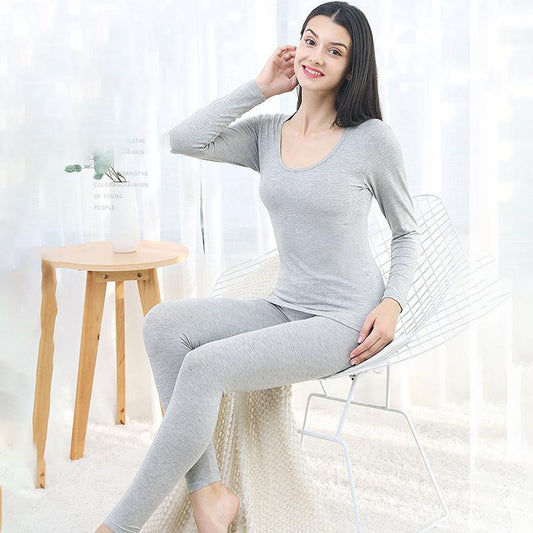 Women Winter Autumn Thermal Underwear Plus Velvet O-neck Female Tight Suit Thicken Windproof Comfortable Soft Lining Long Sleeve High Elasticity Slim