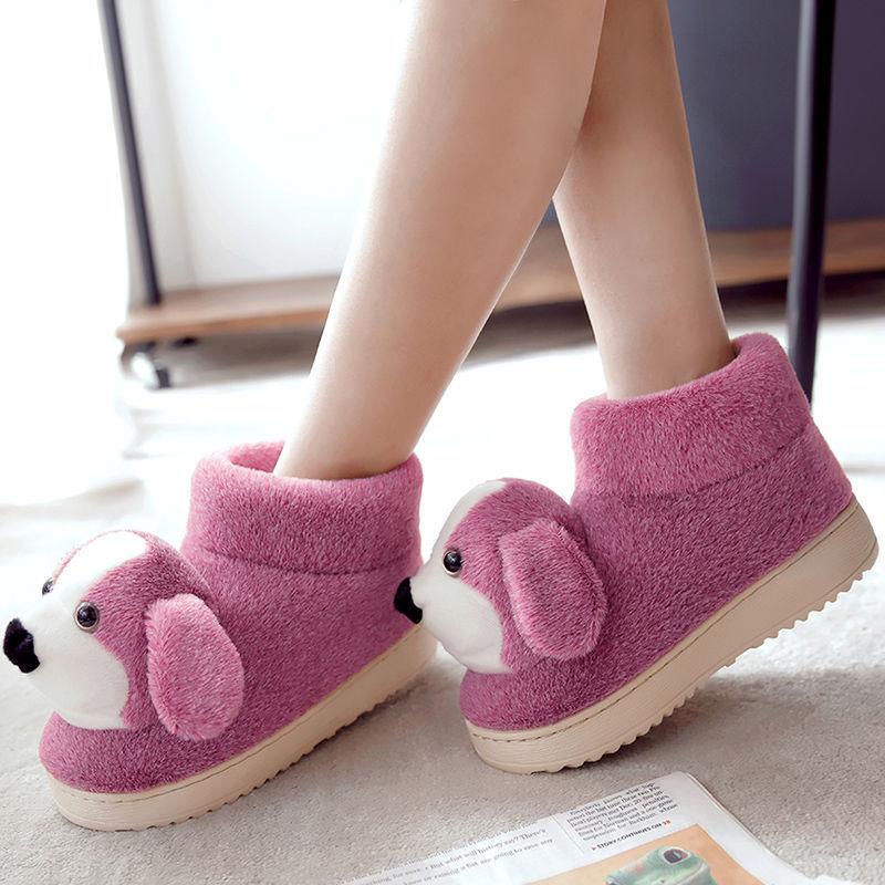 Winter Unisex Cotton Slippers Thick-soled Non-slip Household Couple Slippers Warm Thick Plush Slippers Cartoon Cute Cotton Slippers