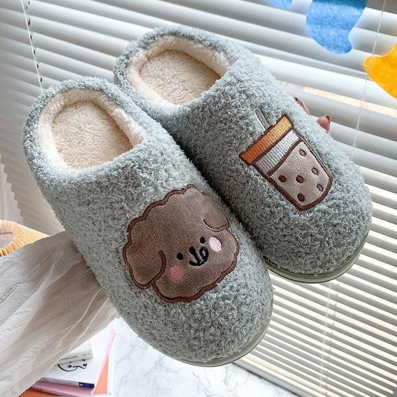 Autumn and Winter Slippers with Non-slip Soles Plush Slippers Indoor Cute Plush Slippers Soft Shoes