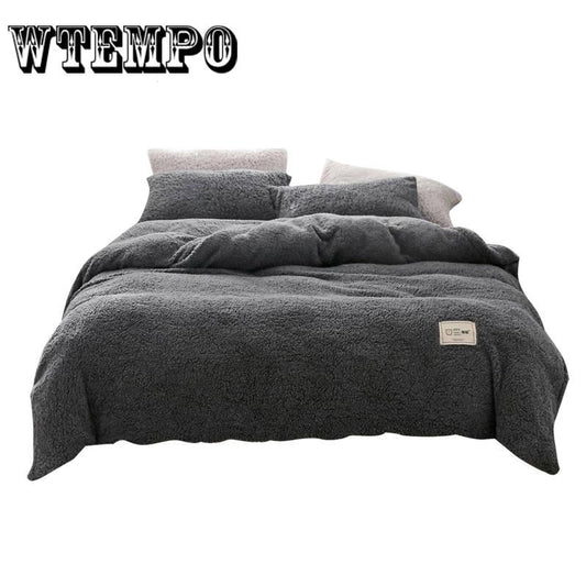 Home Textile Bedding Sets 4pcs/set Lamb Cashmere Winter Warm Bed Linen Set Plush Duvet Cover