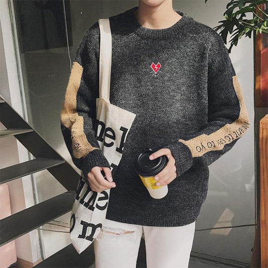 Autumn and Winter Small Fresh Round Neck Sweater Men's Pullover Sweater Student Loose Trend Long-sleeved Sweater