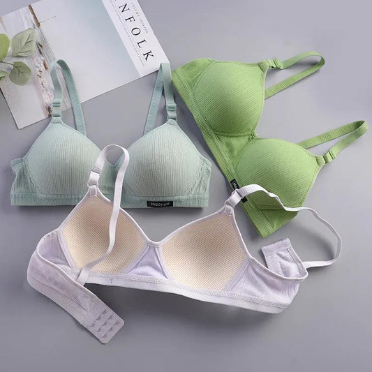 Cotton Underwear Women No Steel Ring Ab Cup Bra Small Size Thin Section Gather Anti-sagging Fabric Light and Breathable